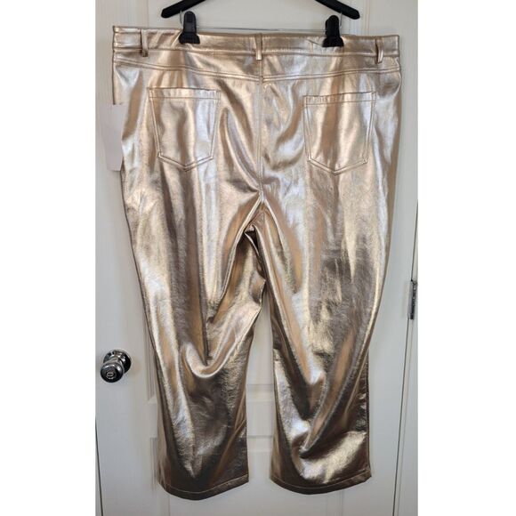 Never Fully Dressed Gold Vegan Leather Trouser - Picture 2 of 6